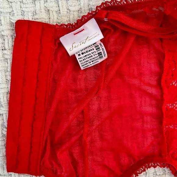 VINTAGE Secret Treasures Red Lace Corset Crop Top - Picture 5 of 7